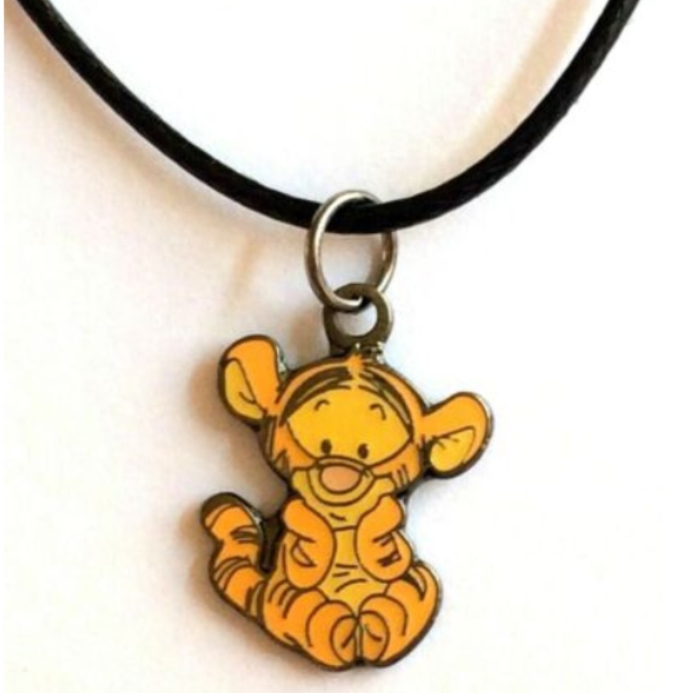 Silver Disney Baby Tigger Pooh Necklace 17-19" Vintage Charms Signed